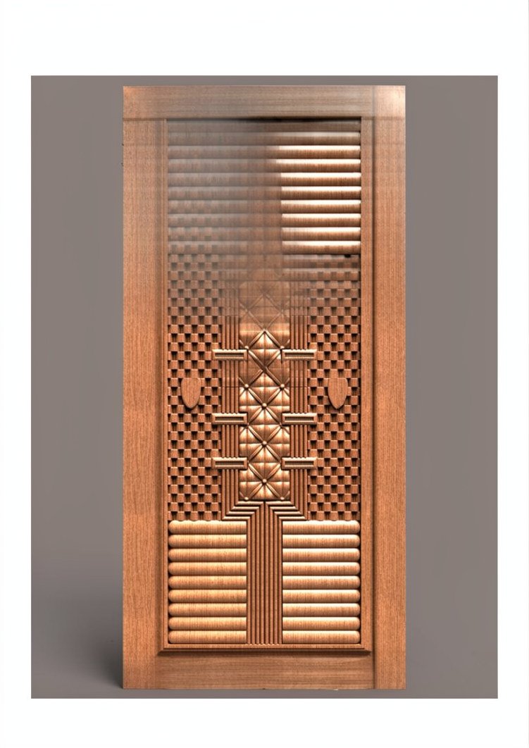 GSK HT - PAGE-23 Geometric Abstract Pattern Modern Wood Carved Door 3D Model